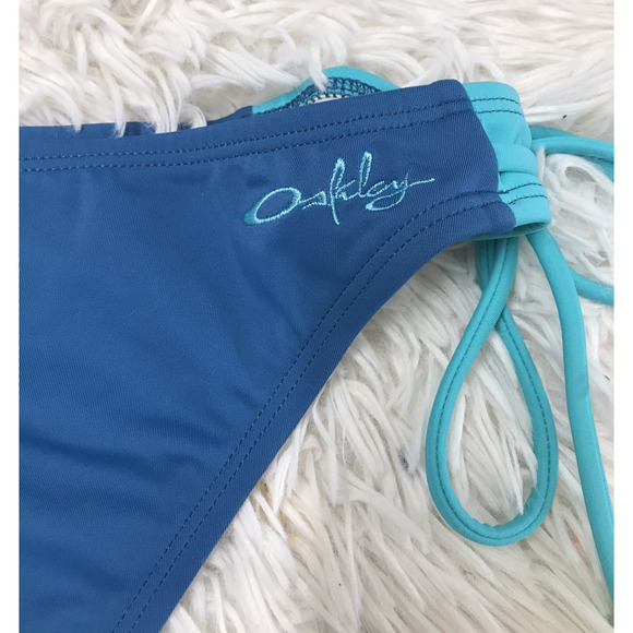 Pre-Owned Oakley Women's Juniors Bathing Suit Bikini Bottom Blue Pink Lg wimwear - Picture 4 of 5